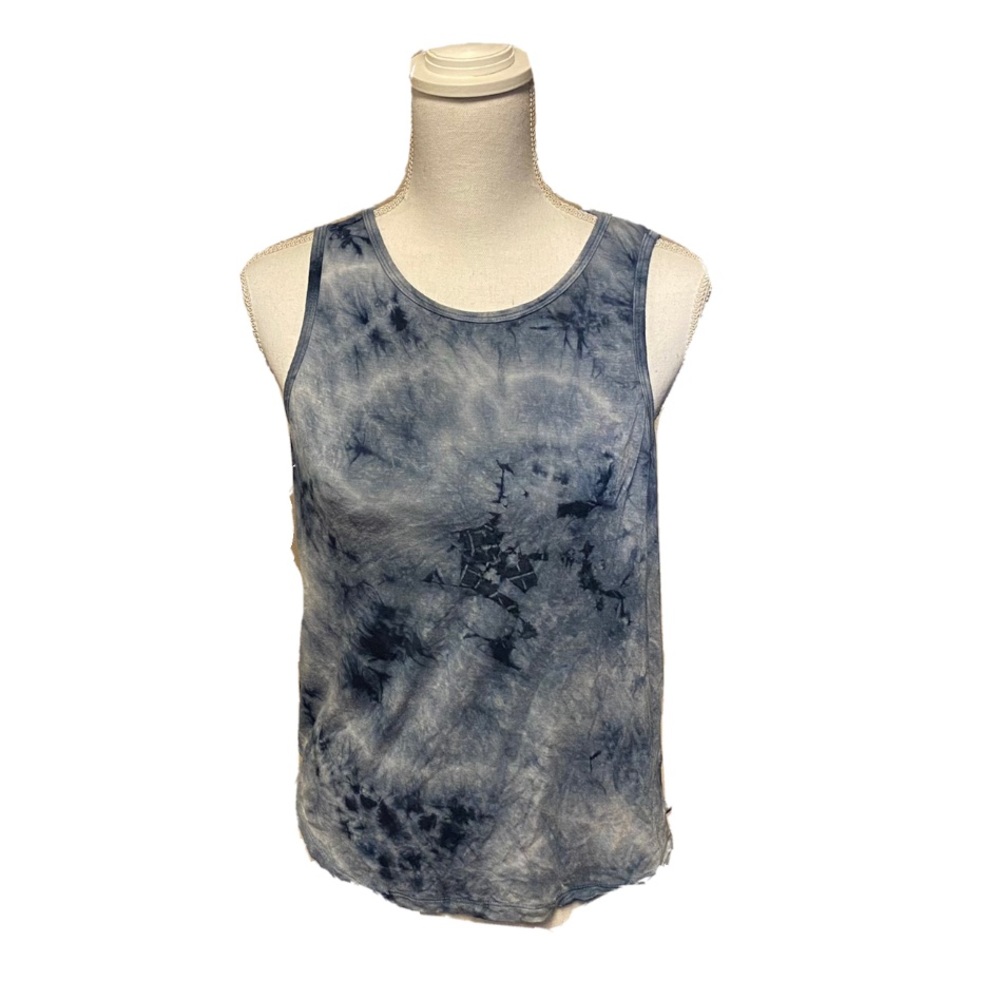 Interval Size Small Tank Top Blue And White Tie Dye Keyhole Back Gym